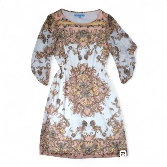 Antonio Melanie Neutral Paisley Print Dress Size 0 - Picture 15 of 15